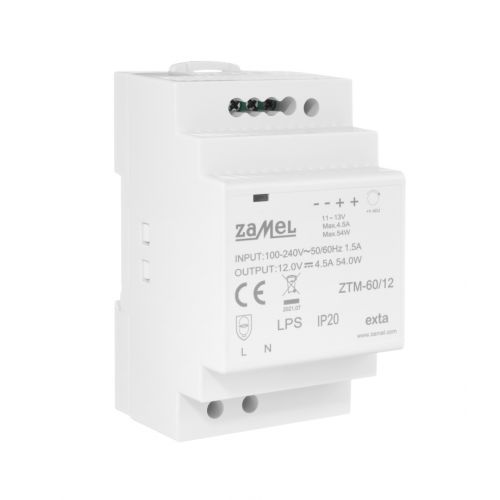 Zasilacz impulsowy montowany na szynie TH-35 (DIN) 60W 12V DC TYP: ZTM-60/12 ZAMEL - 3[97].jpg
